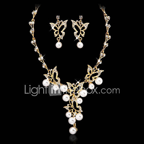 Wedding Bridal Alloy With Imitation PearlRhinestone Jewelry Set Including Necklace,Earrings(More Colors)