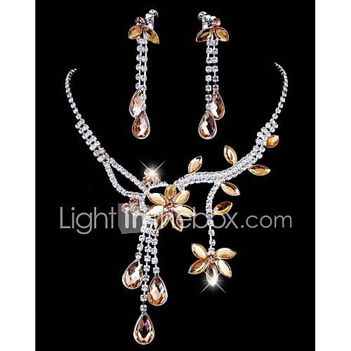 Elegant Alloy with RhinestoneAcrylic Necklace,Earrings Jewelry Set(More Colors)