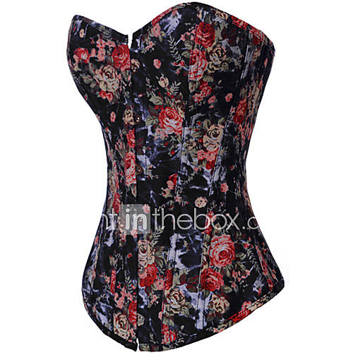 CAOJI Womens Sexy Strapless Floral Print Corset and T back