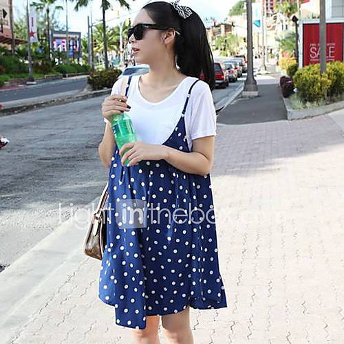 Maternity Polka Dots Mini Dress With T Shirt