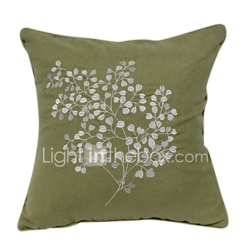 18 Square Linen Embroidered Leafage Decorative Pillow Cover