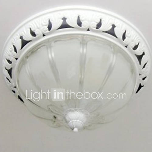 Umbrella Design Flush Mount, 2 Light, Classical White Painting Glass