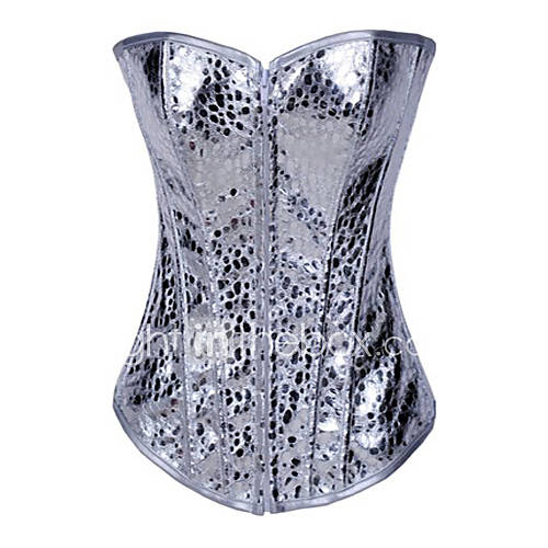 CAOJI Womens Sexy Silver Strapless Close Fitting Corset and T back