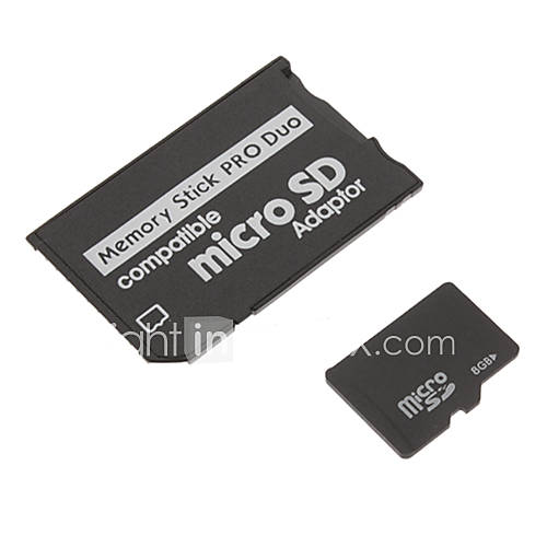 8G MicroSDHC TF Card and MicroSD Adapter to Memory Stick PRO Duo