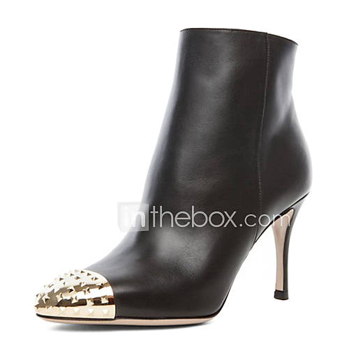 Leather Dress/Casual Stiletto Heel Bootie/Ankle Boots With Rivet