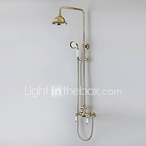 Three Holes Rain Shower Ti PVD Finish Shower Faucet