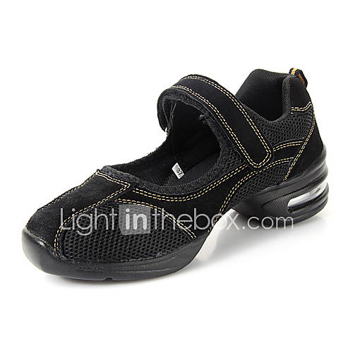 Womens Leather And Breathable Mesh Dance Sneakers For Ballroom