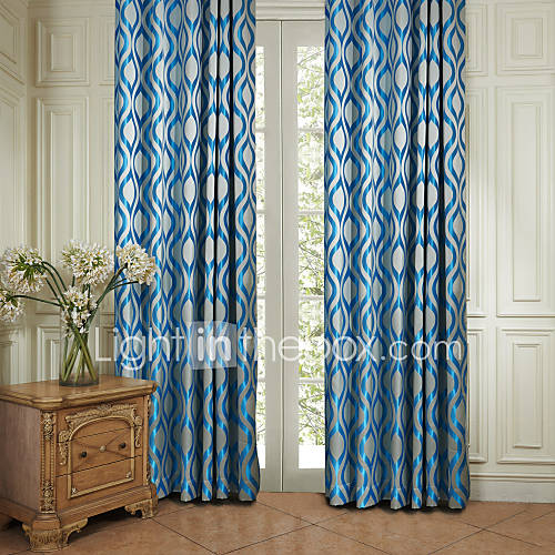 (One Pair) Rococo Blue Stripe Energy Saving Curtain