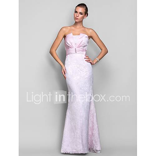 Trumpet/Mermaid Strapless Floor length Lace And Satin Evening Dress (753057)