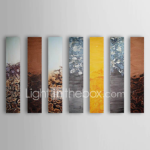 Hand Painted Oil Painting Abstract Muddy River with Stretched Frame Set of 7 1311 AB1192