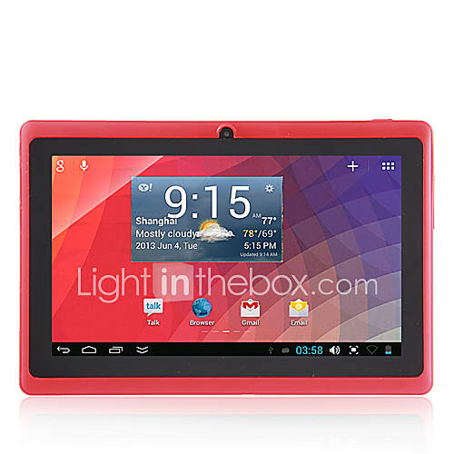A13 7 Inch Android 4.1 Touch Screen Tablet(Wifi,Dual Camera,RAM 512MB,ROM 8G) Red