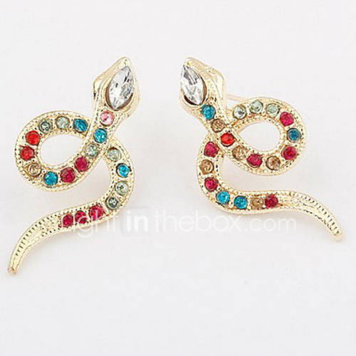 Colorful Alloy With Rhinestone Snake Earrings