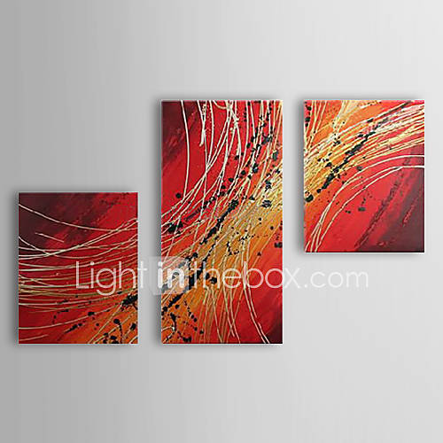 Hand Painted Oil Painting Abstract Flow with Stretched Frame Set of 3 1311 AB1088