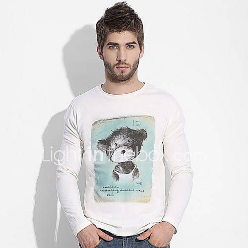 Mens Bear Print Long Sleeves T shirt