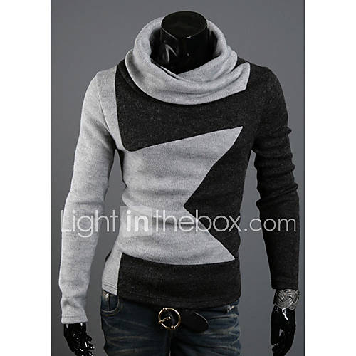 MenS High Collar Printed Knit Sweater