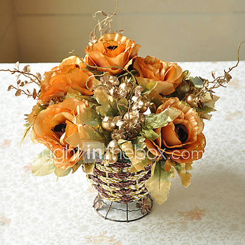 12.5Elegant Light Coffee Color Rose Arrangement With Cane Vase