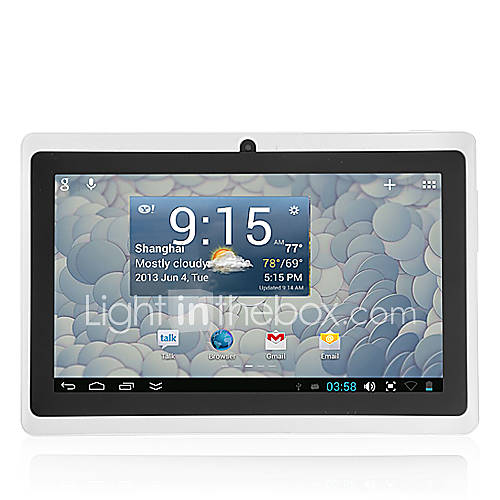 A13 7 Inch Android 4.1 Touch Screen Tablet(Wifi,Dual Camera,RAM 512MB,ROM 4G) White