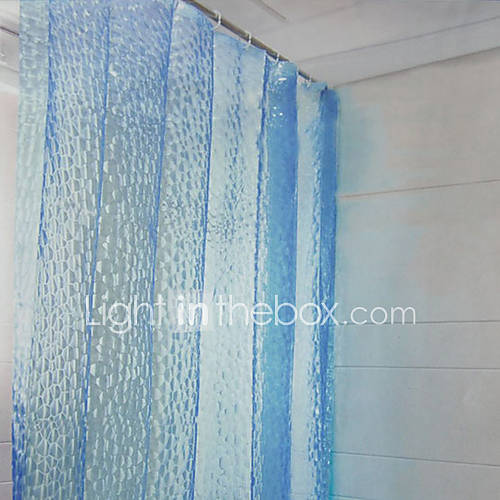 Shower Curtain Modern Blue Water Cube Print Environmental W79 x L71