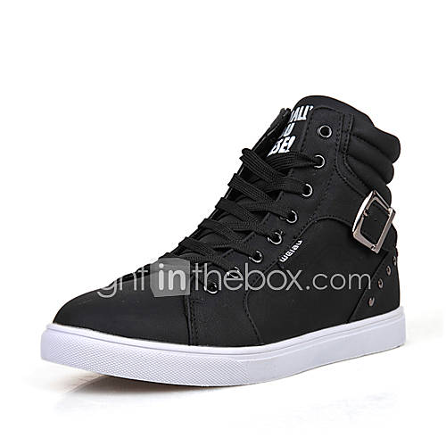 Trend Point Mens Popular Leather Slim Fit Shoes(Black)