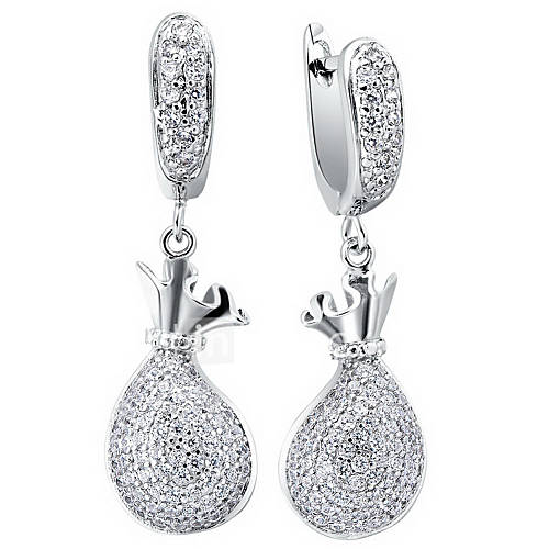 Elegant Alloy Silver Plated with Rhinestone Womens Earrings