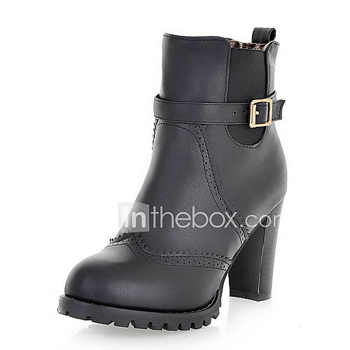 Faux Leather Chunky Heel Motorcycle Boots Oxfords/Ankle Boots(More Colors)