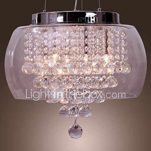Artistic 6   Light Crystal Pendant Lights with Glass Shade