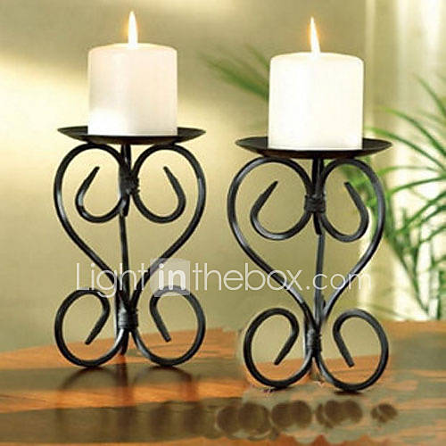 6H Country Style Black Iron Candelabra Candle Holder