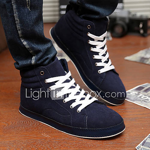 Mens Leather Flat Heel Fashion Sneakers Shoes With Lace up(More Colors)