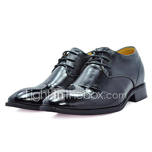 Mens Leather Wedge Heel Oxfords Shoes