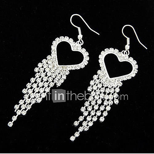 Womens Korean Fashion Gemmy Hollow Heart Shaped Hook With Tassels