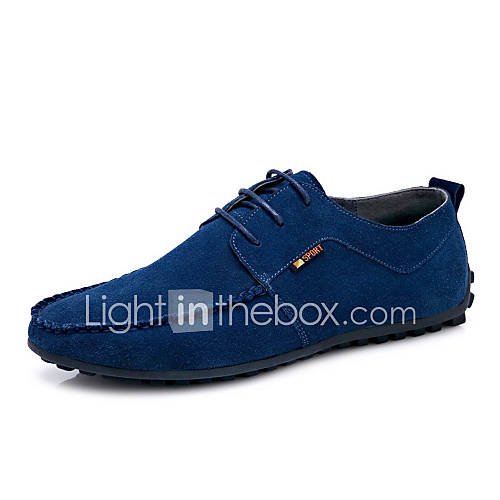 Mens Leather Flat Heel Comfort Oxfords With Lace up