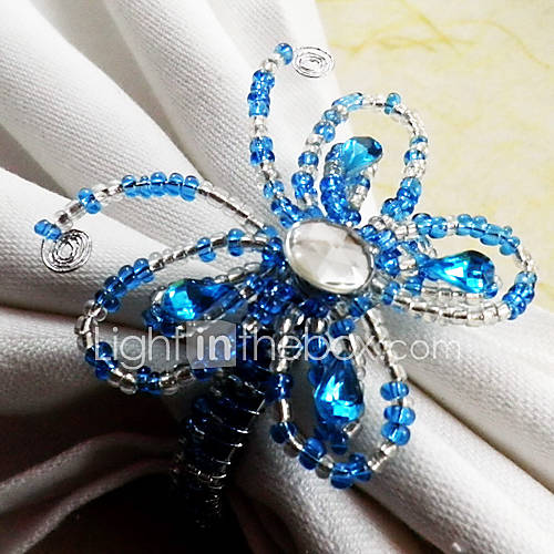 Butterfly Wedding Napkin Ring Set Of 12, Dia 4.5cm Glass Beads