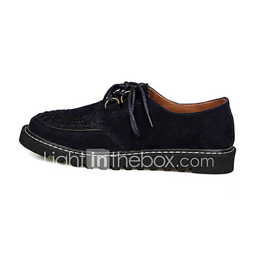 Trend Point Mens Popular Fitted Suede Shoes(Dark Blue)