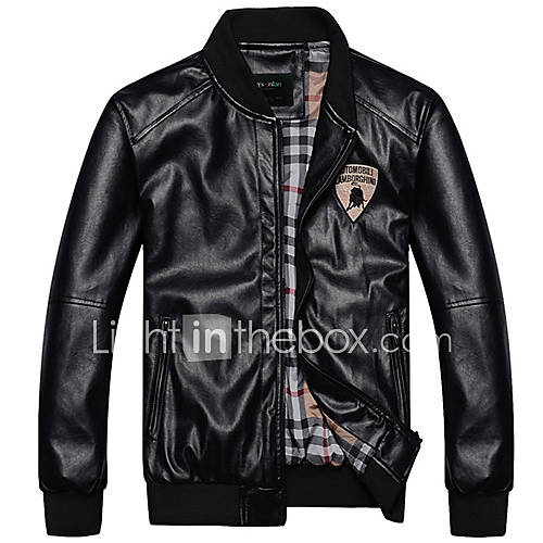 MenS Bull Pattern Locomotive Leather Jacket