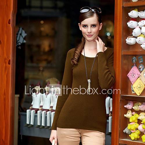 Womens Round Neck Long Sleeve Casual Sweater