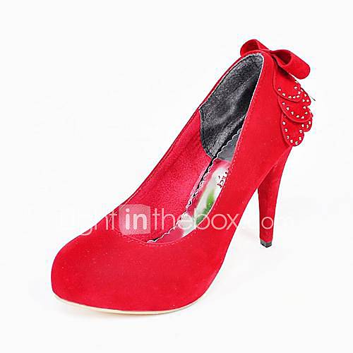 Suede Wedding Cone Heel Pumps Heels with Bowknot(More Colors)