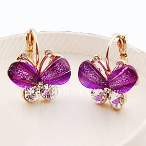 MISS U Womens Crystal Butterfly Earrings