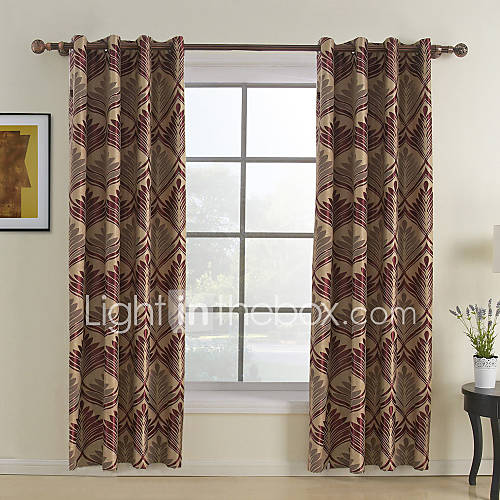 (One Pair) Red Floral Contemporary Energy Saving Curtain