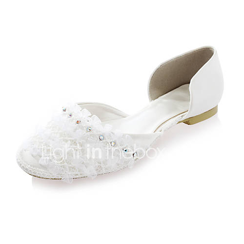 Satin Womens Wedding Flat Heel DOrsay Two Piece Flats