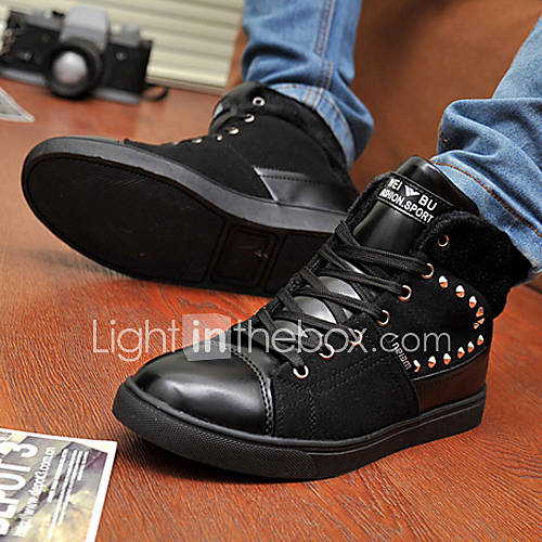 Trend Point Mens Fashion Manmade Leather Shoes(Black)