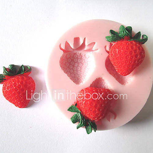 Three Holes Strawberry Fruit Silicone Mold Fondant Molds Sugar Craft Tools Chocolate Mould For Cakes