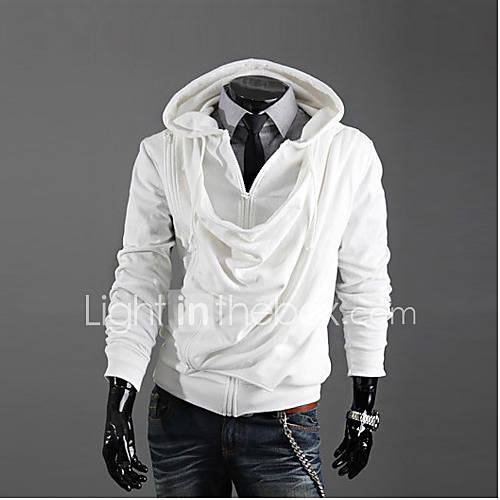 URUN Zipper Hooded Fashion Coat(White)