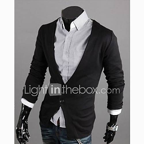 MenS Simple Two Botton V Neck Cardigan