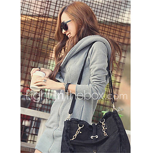 Korea WOMENS Zip Warm Long Hooded Hoodie