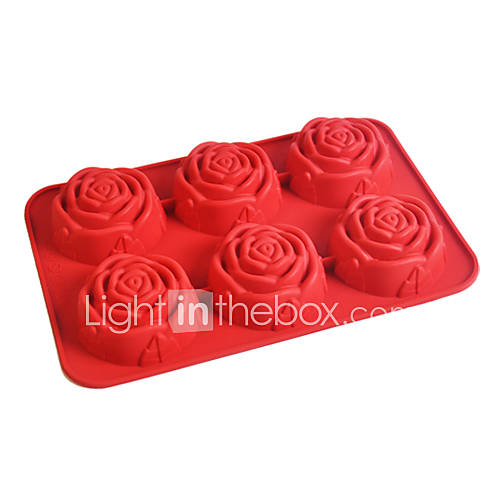 Six Holes Rose Shape Muffin Baking Trays, Silicone(Color Randoms)