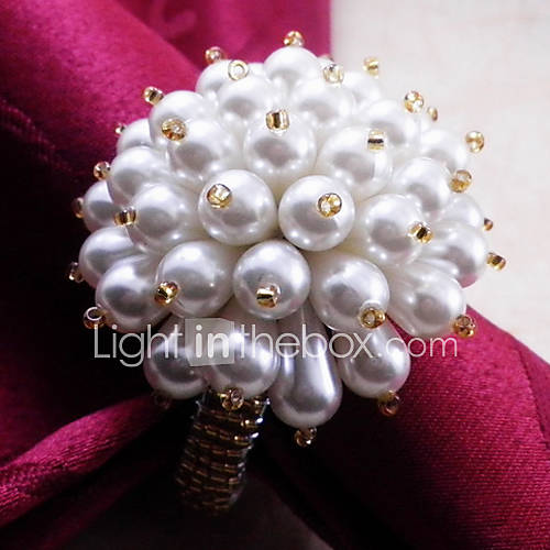 Pearl Flower Wedding Napkin Ring Dia 4.5cm, Set of 12