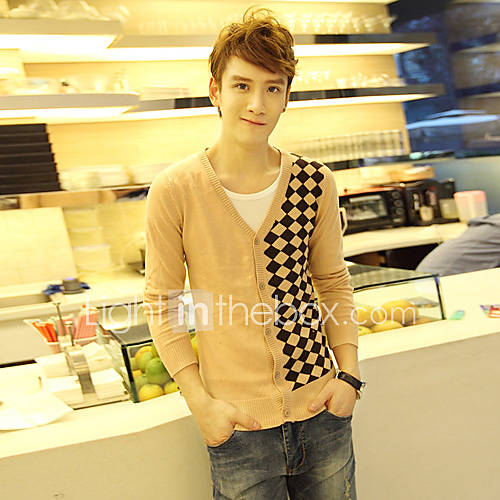 Mens V Neck Easy Matching Long Sleeve Cardigan