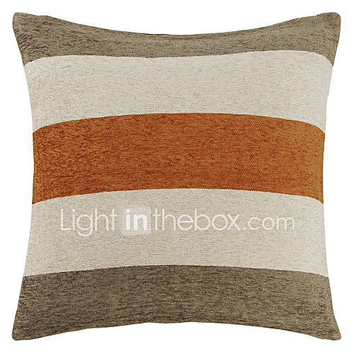 18 Modern Striped Textured Polyester Decorative Pillow With Insert