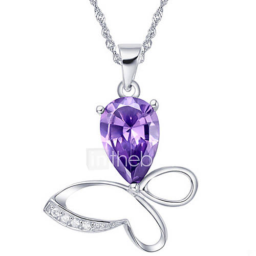 HoneyBaby Purple Butterfly Diamond Necklace