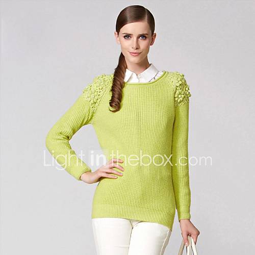 Womens Round Neck Long Sleeve Slim Sweater